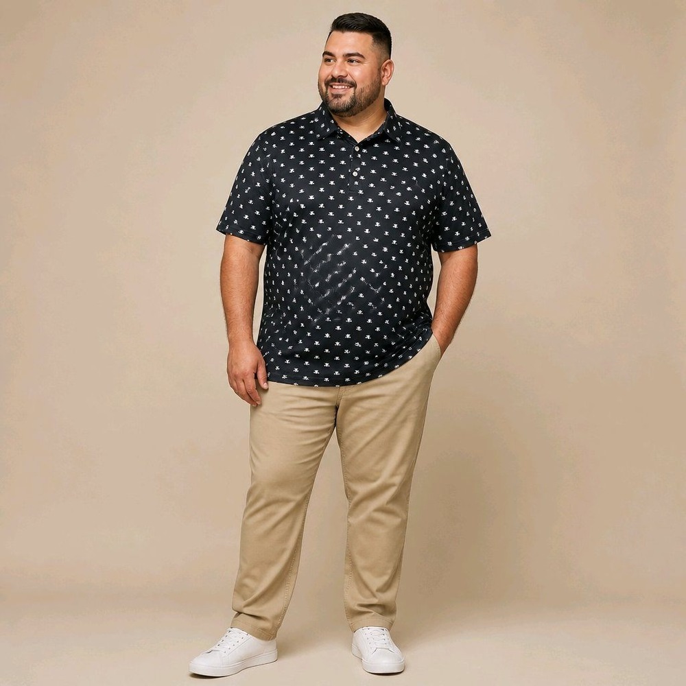 Tattoo Golf 3XL Black Micro Skull Performance Polo Shirt